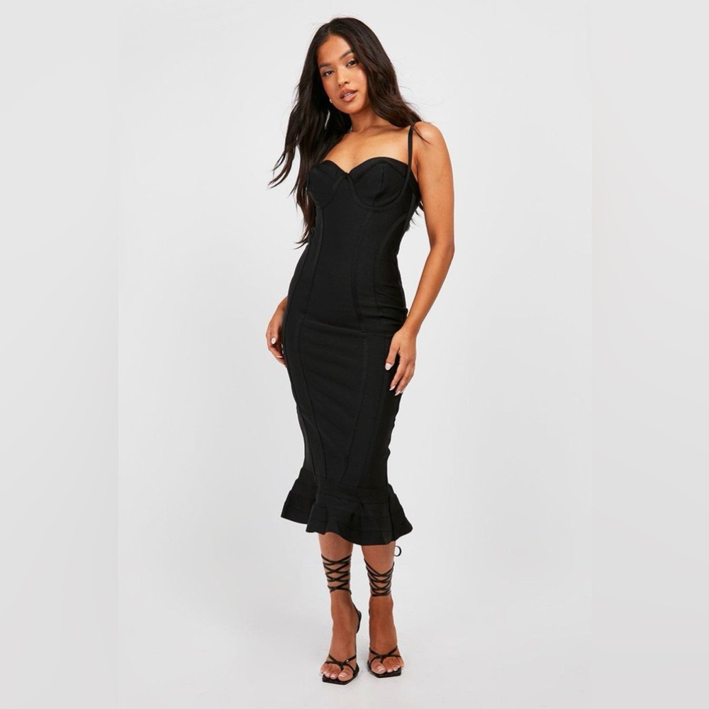 Boohoo | Black Midi Dress | Size 10